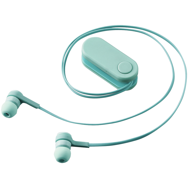 ワイヤレスイヤホン/Bluetooth/bund/巻き取りタイプ/クリップ付き/サックスブルー