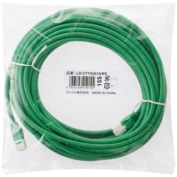 EU RoHS指令準拠 ツメ折れ防止LANケーブル(Cat5E)/10.0m/簡易パッケージ仕様/グリーン