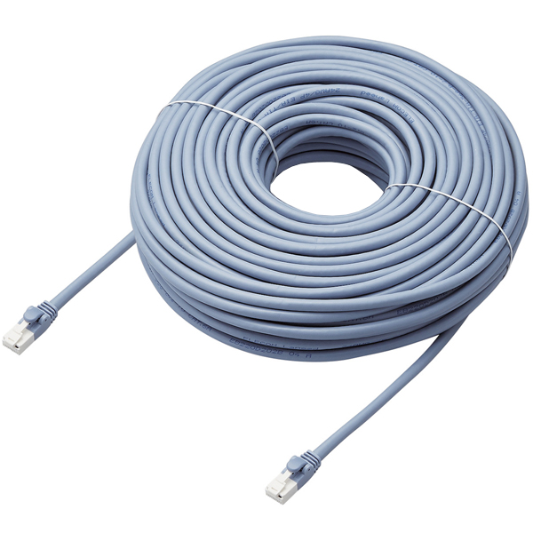LANケーブル/CAT6A対応/EU RoHS指令準拠/爪折れ防止/簡易パッケージ仕様/40m/ヨリ線/ブルー