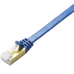 ツメ折れ防止フラットLANケーブル(Cat7準拠)/0.5m/ブルーメタリック