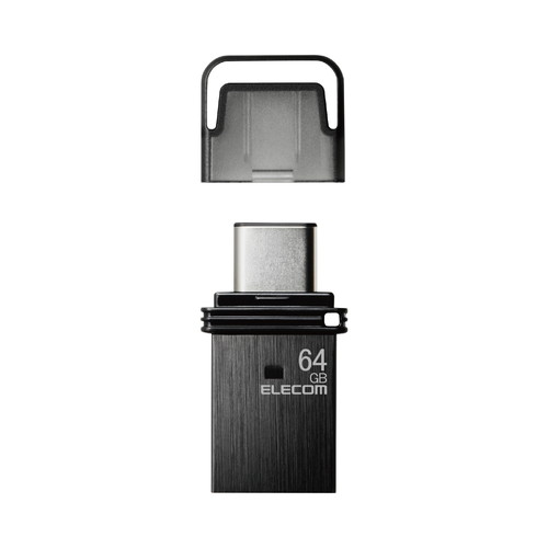 USBメモリ/USB3.2(Gen1)/Type-C/キャップ式/64GB/ブラック
