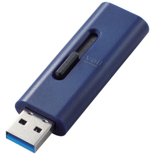 USBメモリー/USB3.2(Gen1)対応/スライド式/64GB/ブルー