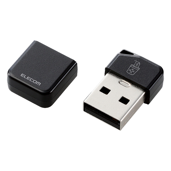 USBメモリ/USB3.2(Gen1)対応/小型/キャップ付/誤消去防止機能ソフト対応/64GB/ブラック