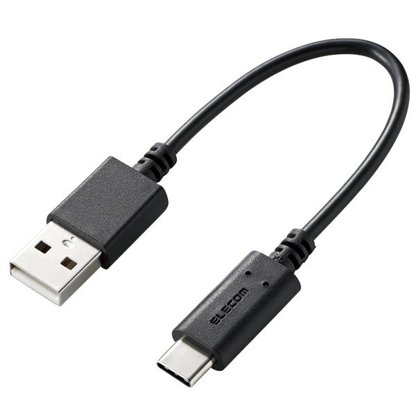 スマートフォン用USBケーブル/USB2.0準拠(A-C)/0.1m/ブラック