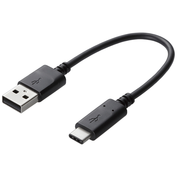 スマートフォン用USB2.0ケーブル/USB(A-C)/認証品/0.15m/ブラック