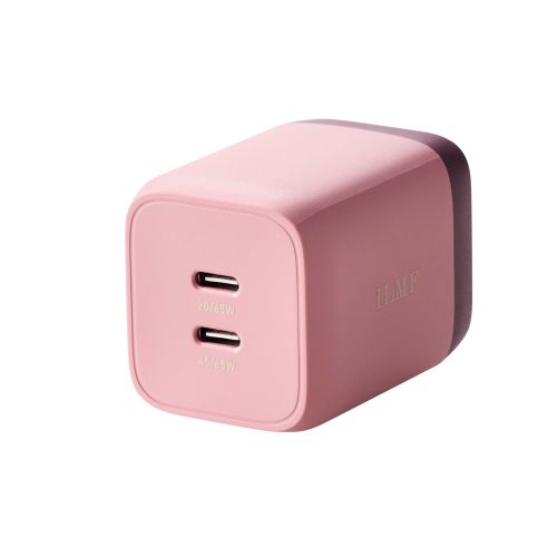 ILMF/AC充電器/USB充電器/USB Power Delivery対応/PPS対応/65W/USB-C2ポート/スイングプラグ/ピンク