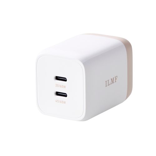 ILMF/AC充電器/USB充電器/USB Power Delivery対応/PPS対応/65W/USB-C2ポート/スイングプラグ/ホワイト