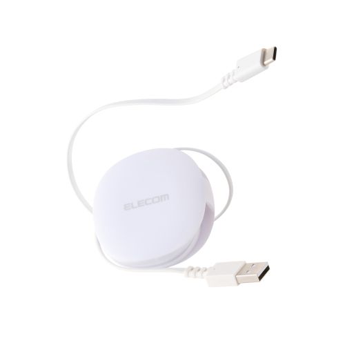USB-A to USB Type-Cケーブル/巻き取り/最大15W/0.9m/ホワイト