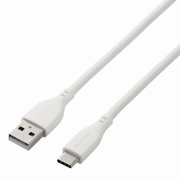 USB-A to USB Type-Cケーブル/なめらか/2.0m/ホワイト