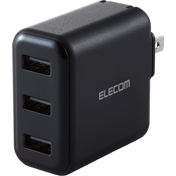 AC充電器/スマホ・タブレット用/3.6A出力/USB-Aメス3ポート/おまかせ充電搭載/ブラック