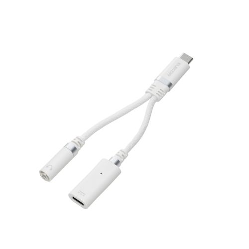 音声変換ケーブル/高耐久/USB Type-C to 3.5mmステレオミニ端子/DAC搭載/ハイレゾ対応/給電ポート付き/USB PD対応/ホワイト
