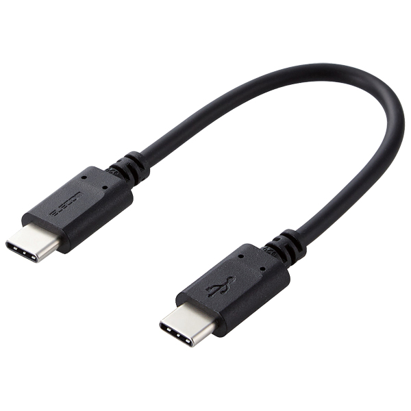 スマホ・タブレット用USBケーブル/USB(C-C)/スタンダード/USB Power Delivery対応/認証品/0.1m/ブラック