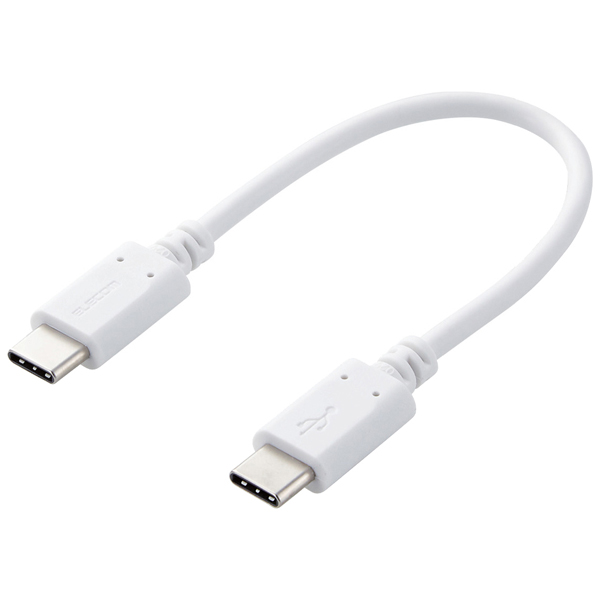 スマホ・タブレット用USBケーブル/USB(C-C)/スタンダード/USB Power Delivery対応/認証品/0.1m/ホワイト