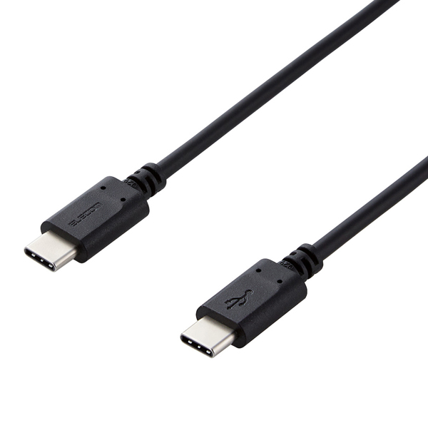 スマホ・タブレット用USBケーブル/USB(C-C)/スタンダード/USB Power Delivery対応/認証品/0.5m/ブラック
