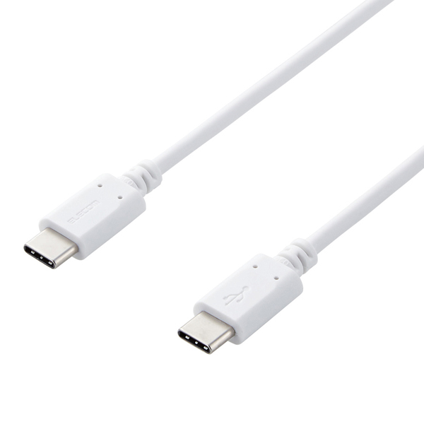 スマホ・タブレット用USBケーブル/USB(C-C)/スタンダード/USB Power Delivery対応/認証品/0.5m/ホワイト