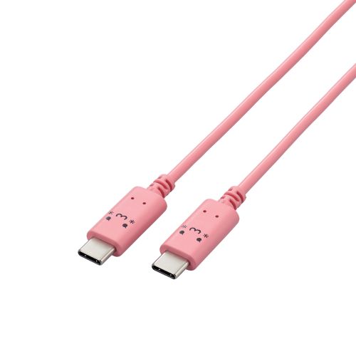 USB Type-C to USB Type-Cケーブル/USB Power Delivery対応/顔つきタイプ/1.0m/トキメキ(ピンク×ブラック)