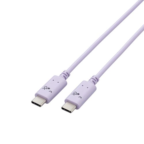 USB Type-C to USB Type-Cケーブル/USB Power Delivery対応/顔つきタイプ/1.0m/スリーピー(パープル×ブラック)