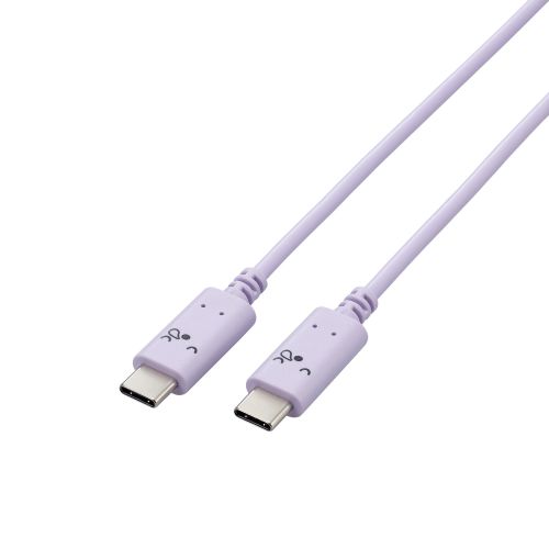 USB Type-C to USB Type-Cケーブル/USB Power Delivery対応/顔つきタイプ/2.0m/スリーピー(パープル×ブラック)