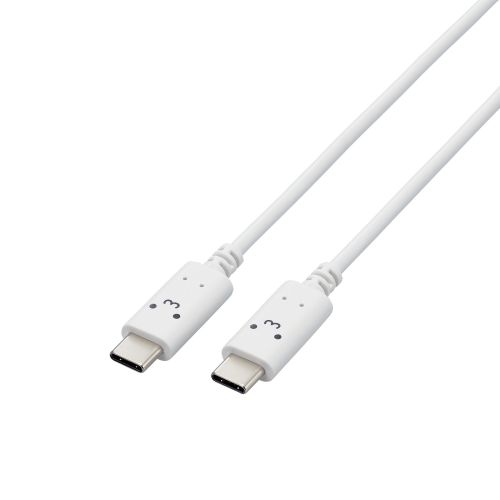 USB Type-C to USB Type-Cケーブル/USB Power Delivery対応/顔つきタイプ/2.0m/しろちゃん(ホワイト×ブラック)