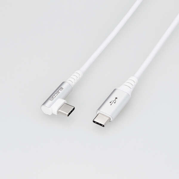 USB Type-Cケーブル/スマホ用/USB(C-C)/USB Power Delivery対応/認証品/L字コネクタ/抗菌・抗ウイルス/1.2m/ホワイト