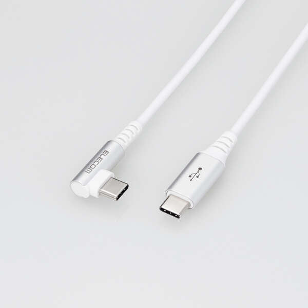 USB Type-Cケーブル/スマホ用/USB(C-C)/USB Power Delivery対応/認証品/L字コネクタ/抗菌・抗ウイルス/2.0m/ホワイト