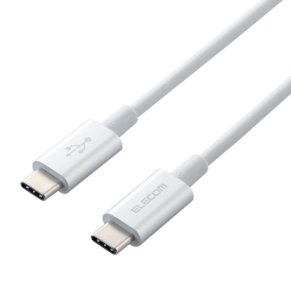 スマホ・タブレット用USBケーブル/USB(C-C)/準高耐久/USB Power Delivery対応/認証品/2.0m/シルバー