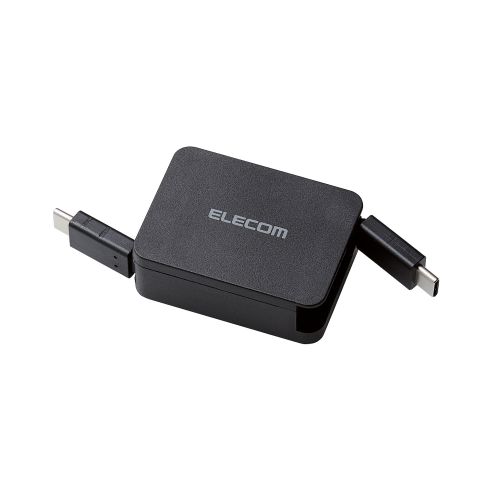 USB Type-C to USB Type-Cケーブル/USB Power Delivery対応/巻き取りタイプ/0.7m/ブラック