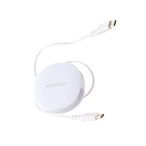 USB Type-C to USB Type-Cケーブル/巻き取り/USB Power Delivery対応/最大60W/0.9m/ホワイト