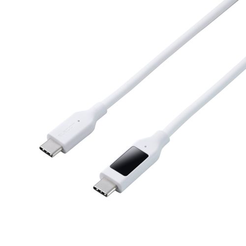 USB Type-C to Type-Cケーブル/シリコン/電力ディスプレイ付/USB Power Delivery対応/最大240W/1.0m/ホワイト