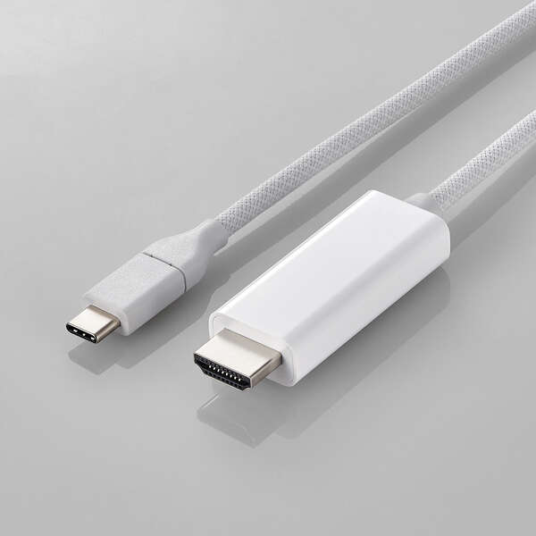 映像変換ケーブル/シリコンメッシュ/USB Type-C-HDMI/ミラーリング対応/60Hz/2.0m/ホワイト