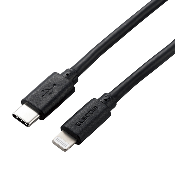 USB-C to Lightningケーブル/やわらか/2.0m/ブラック
