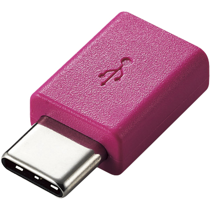 スマートフォン用USB変換アダプタ/USB(microBメス)-USB(Cオス)/ピンク