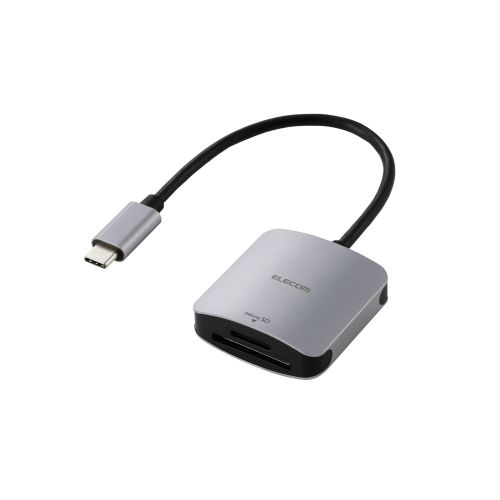 メモリリーダ/USB Type-Cコネクタ/USB 5Gbps/UHS-II/SD+microSD用/ケーブル長15cm/シルバー