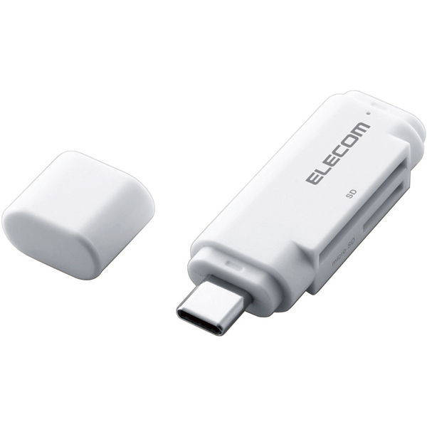 メモリリーダライタ/USB Type-Cコネクタ/直挿しタイプ/SD+microSD用/ホワイト