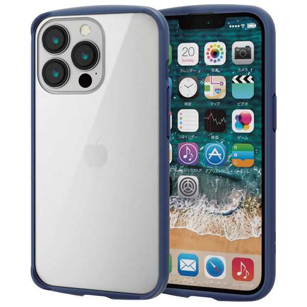 iPhone 13 Pro用ハイブリッドケース/TOUGH SLIM LITE/フレームカラー/背面ガラス/ネイビー