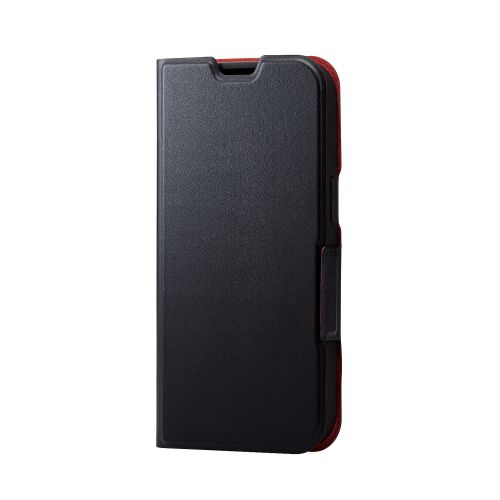 iPhone 14/iPhone 13用レザーケース/手帳型/UltraSlim/薄型/磁石付き/ブラック