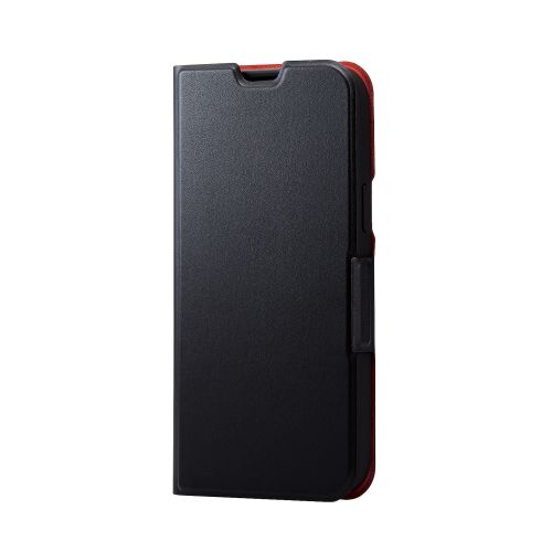 iPhone 14 Plus用レザーケース/手帳型/UltraSlim/薄型/磁石付き/ブラック