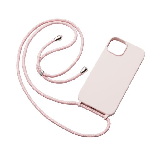 iPhone 14 Plus用ハイブリッドシリコンケース/ショルダーストラップ付き/ピンク