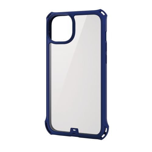 iPhone 14 Plus用ハイブリッドケース/ZEROSHOCK/フレームカラー/背面クリア/ネイビー