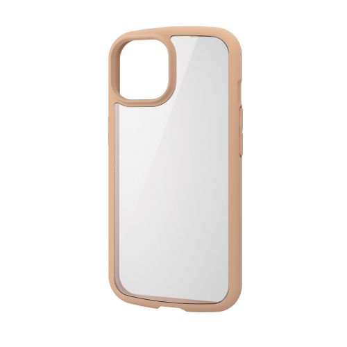 iPhone 15用ハイブリッドケース/TOUGH SLIM LITE/フレームカラー/背面クリア/ストラップシート付属/カフェオレ