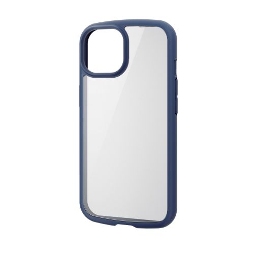 iPhone 15用ハイブリッドケース/TOUGH SLIM LITE/フレームカラー/背面クリア/ストラップシート付属/ネイビー