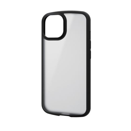 iPhone 15用ハイブリッドケース/TOUGH SLIM LITE/フレームカラー/背面クリア/シルキークリア/ストラップシート付属/ブラック