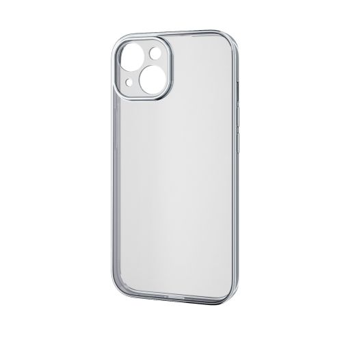 iPhone 15用ソフトケース/極限保護/メタリック加工/プラチナシルバー
