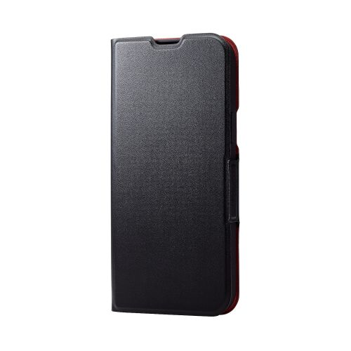 iPhone 15 Plus用レザーケース/手帳型/UltraSlim/薄型/磁石付き/ブラック