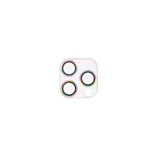 iPhone 15 Pro/iPhone 15 Pro Max用カメラレンズカバー/ガラス/&Me/グリッター仕様/レインボー