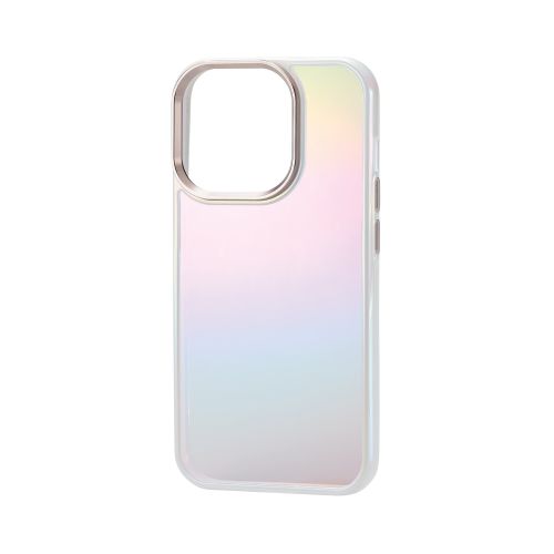 iPhone 15 Pro用ハイブリッドケース/&Me/オーロラ/ストラップシート付属/フレームカラー/ホワイト