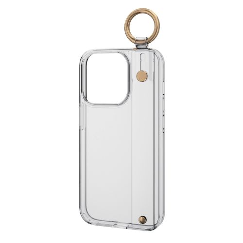iPhone 15 Pro用ハイブリッドケース/ハンドバンド/&Me/クリアバンド/ストラップシート付属/クリア