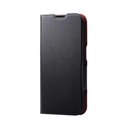 iPhone 15 Pro用レザーケース/手帳型/UltraSlim/薄型/磁石付き/ブラック