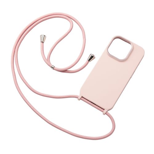 iPhone 15 Pro用ハイブリッドシリコンケース/ショルダーストラップ付き/&Me/ダスティピンク