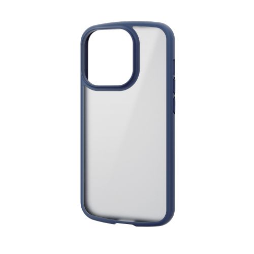 iPhone 15 Pro用ハイブリッドケース/TOUGH SLIM LITE/フレームカラー/背面クリア/シルキークリア/ストラップシート付属/ネイビー